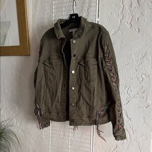 Peace Love World Olive Lace-Up women’s Jacket